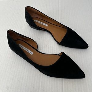 & OTHER STORIES Black Suede D'Orsay Flats Slip On Pointed Toe Shoes Preppy Work